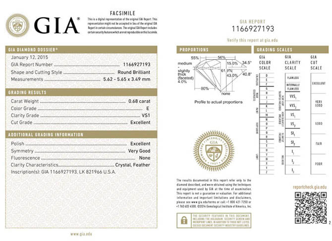 0.68 ct Diamond Round Cut E VS1 (GIA) 1166927193