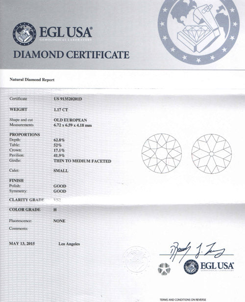 1.17 ct Diamond EU H VS2 (EGLUSA) US913520201D