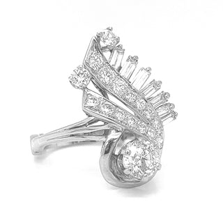 Natural Diamond Cluster Cocktail Art Deco Ring, in White Gold