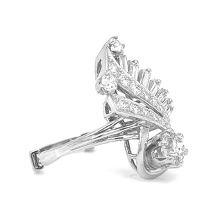 Natural Diamond Cluster Cocktail Art Deco Ring, in White Gold
