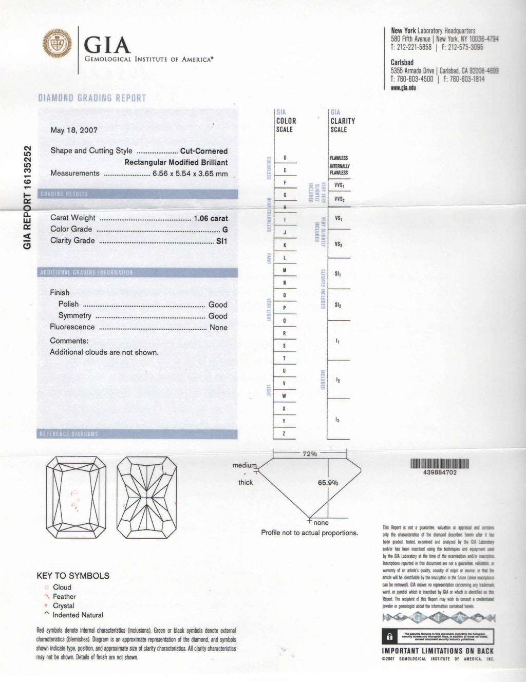 1.06 ct Diamond RA G SI1 (GIA) 16135252