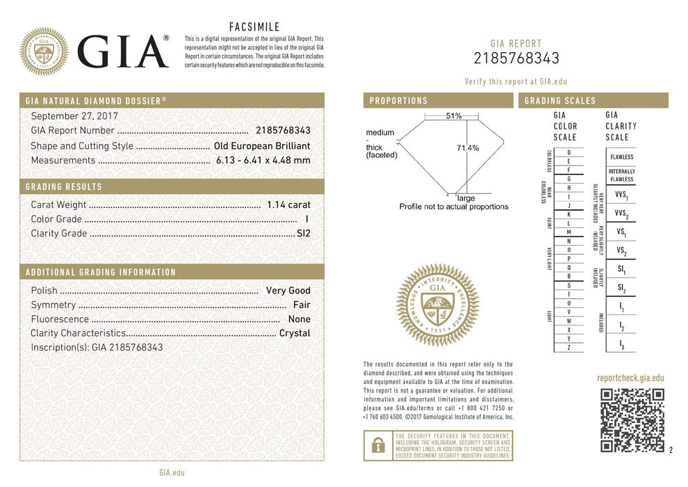 1.14 ct Diamond EU I SI2 (GIA) 2185768343