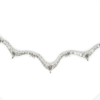 15 Carat Natural Mined Baguette Semi Mount Platinum Necklace