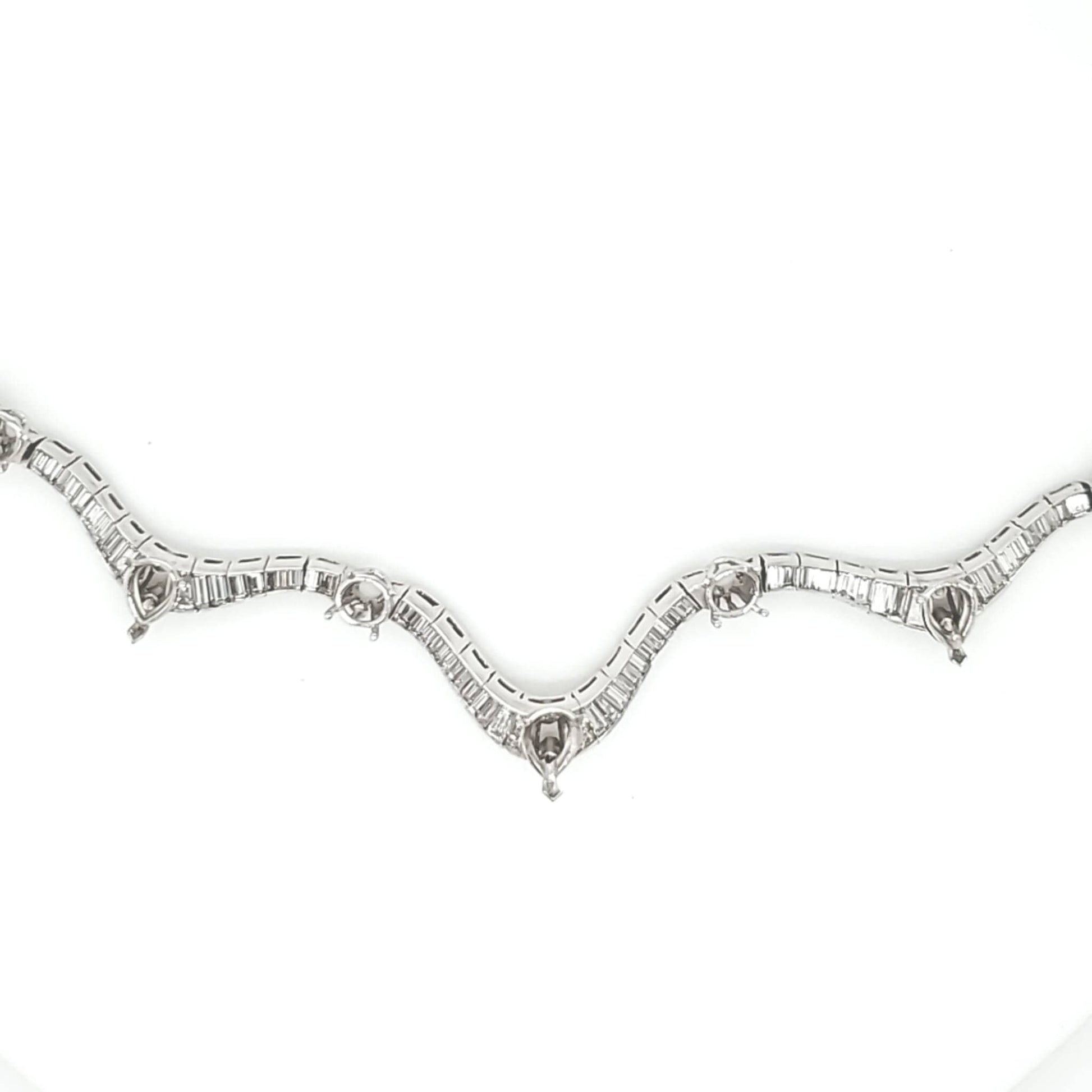 Semi-Mount Necklace with 15 ct. t.w. Natural Baguette, in Platinum - Pre-owned