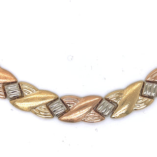 Tri Tone Yellow Rose White Gold Italian Cocktail Necklace