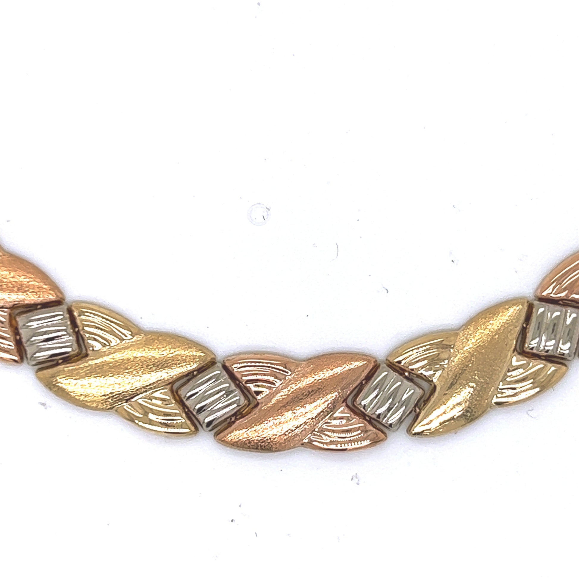 Tri Tone Yellow Rose White Gold Italian Cocktail Necklace