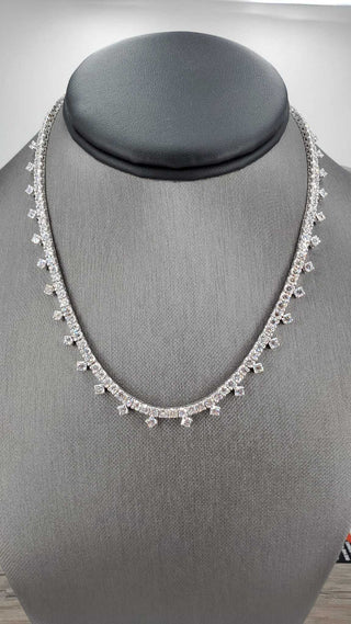 Natural Mined Round Diamond Cocktail Necklace White Gold