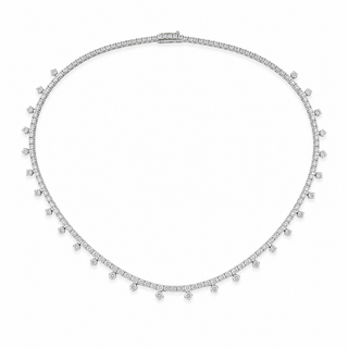 Natural Round Diamond Bridal Cocktail Necklace 18KT White Gold