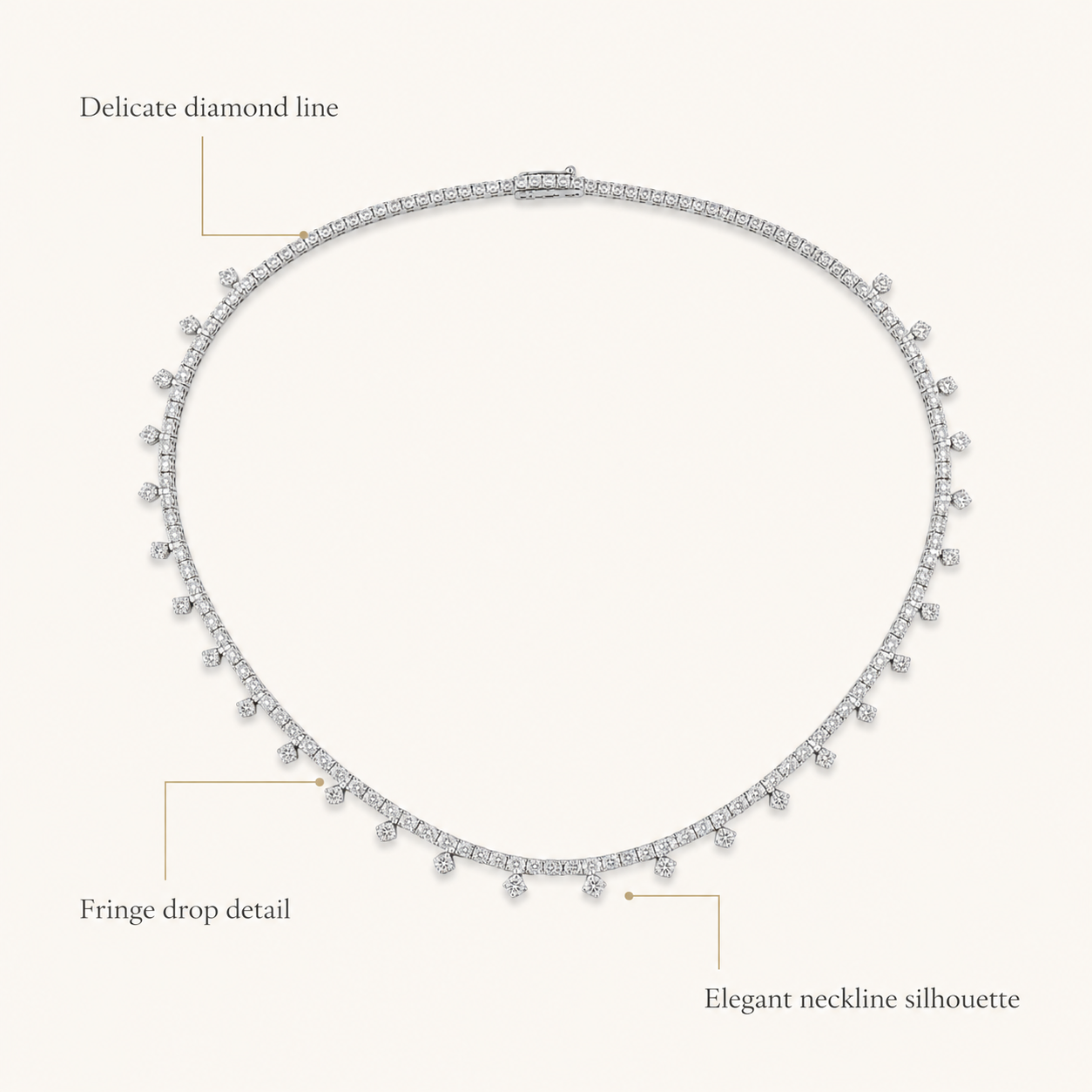 Natural Round Diamond Bridal Cocktail Necklace 18KT White Gold