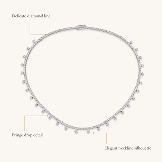 Natural Round Diamond Bridal Cocktail Necklace 18KT White Gold