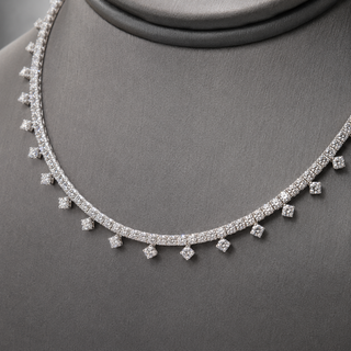 Natural Round Diamond Bridal Cocktail Necklace 18KT White Gold
