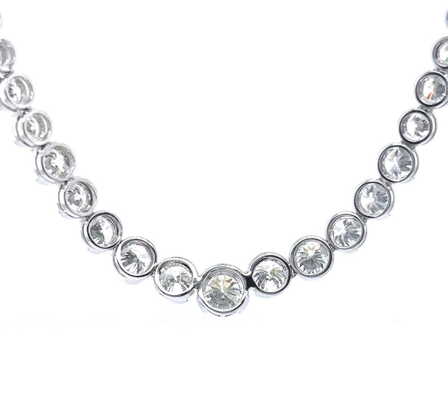 Natural Diamond Bezel Rivera Graduating Necklace, in White Gold