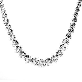Natural Mined Diamond Bezel Rivera Graduating Necklace White Gold