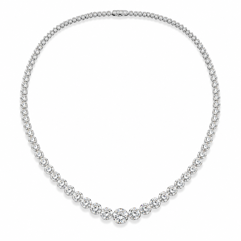 Natural Diamond Bezel Rivera Graduating Necklace 18KT White Gold