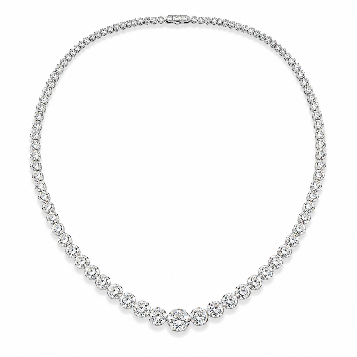 Natural Diamond Bezel Rivera Graduating Necklace 18KT White Gold