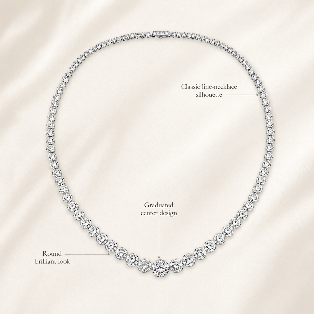 Natural Diamond Bezel Rivera Graduating Necklace 18KT White Gold