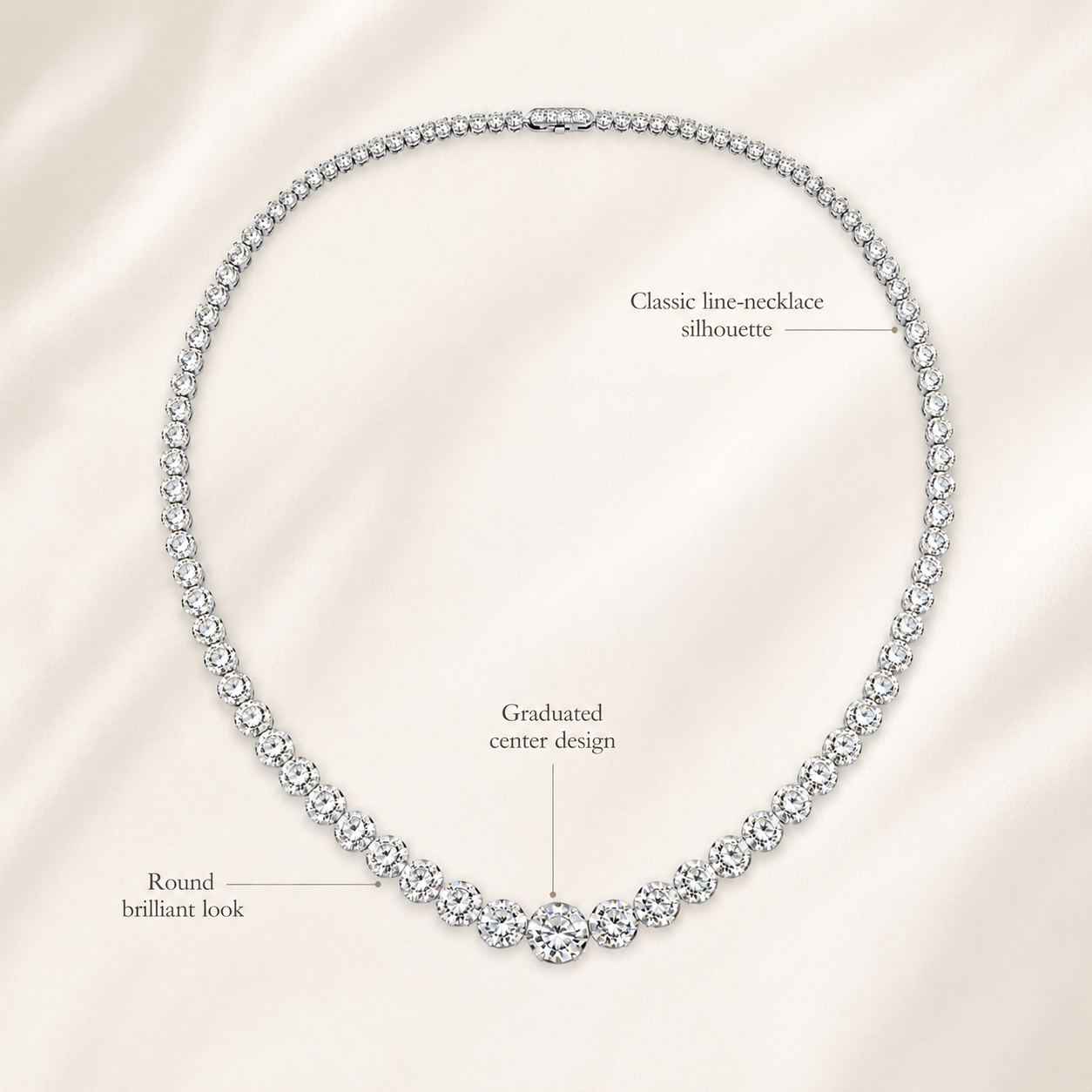 Natural Diamond Bezel Rivera Graduating Necklace 18KT White Gold
