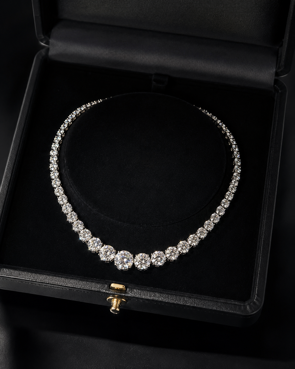 Natural Diamond Bezel Rivera Graduating Necklace 18KT White Gold