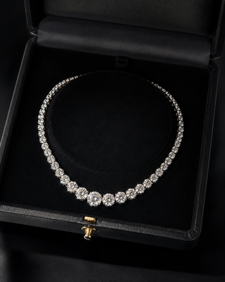 Natural Diamond Bezel Rivera Graduating Necklace 18KT White Gold