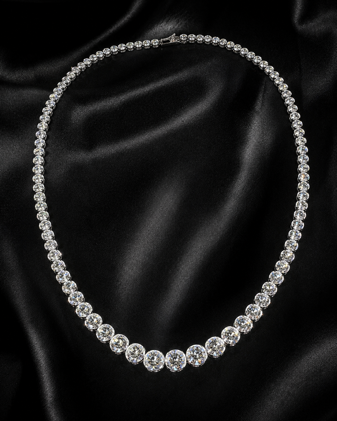 Natural Diamond Bezel Rivera Graduating Necklace 18KT White Gold