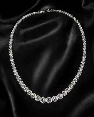 Natural Diamond Bezel Rivera Graduating Necklace 18KT White Gold