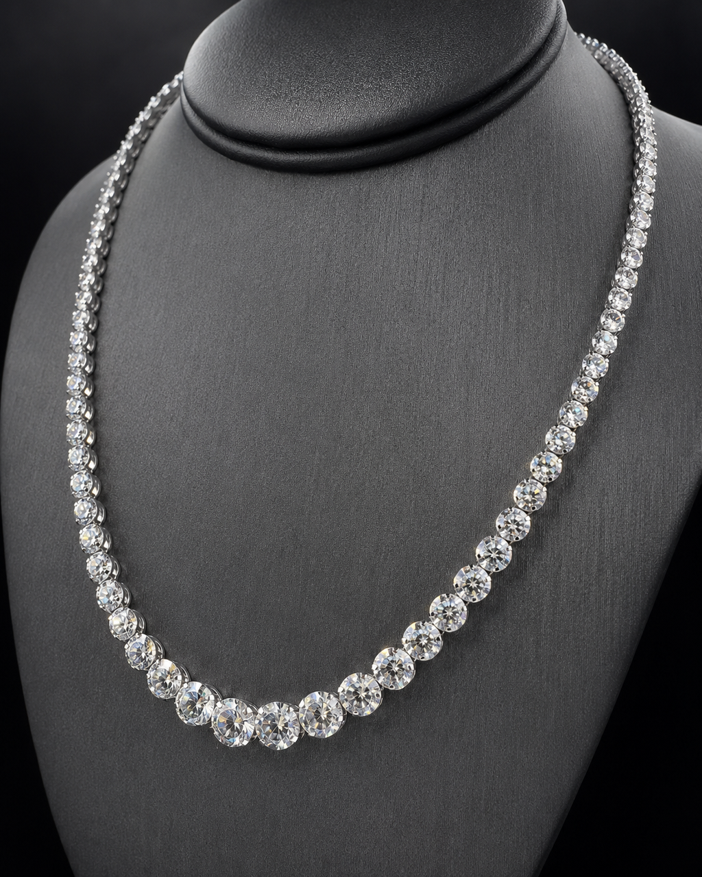 Natural Diamond Bezel Rivera Graduating Necklace 18KT White Gold
