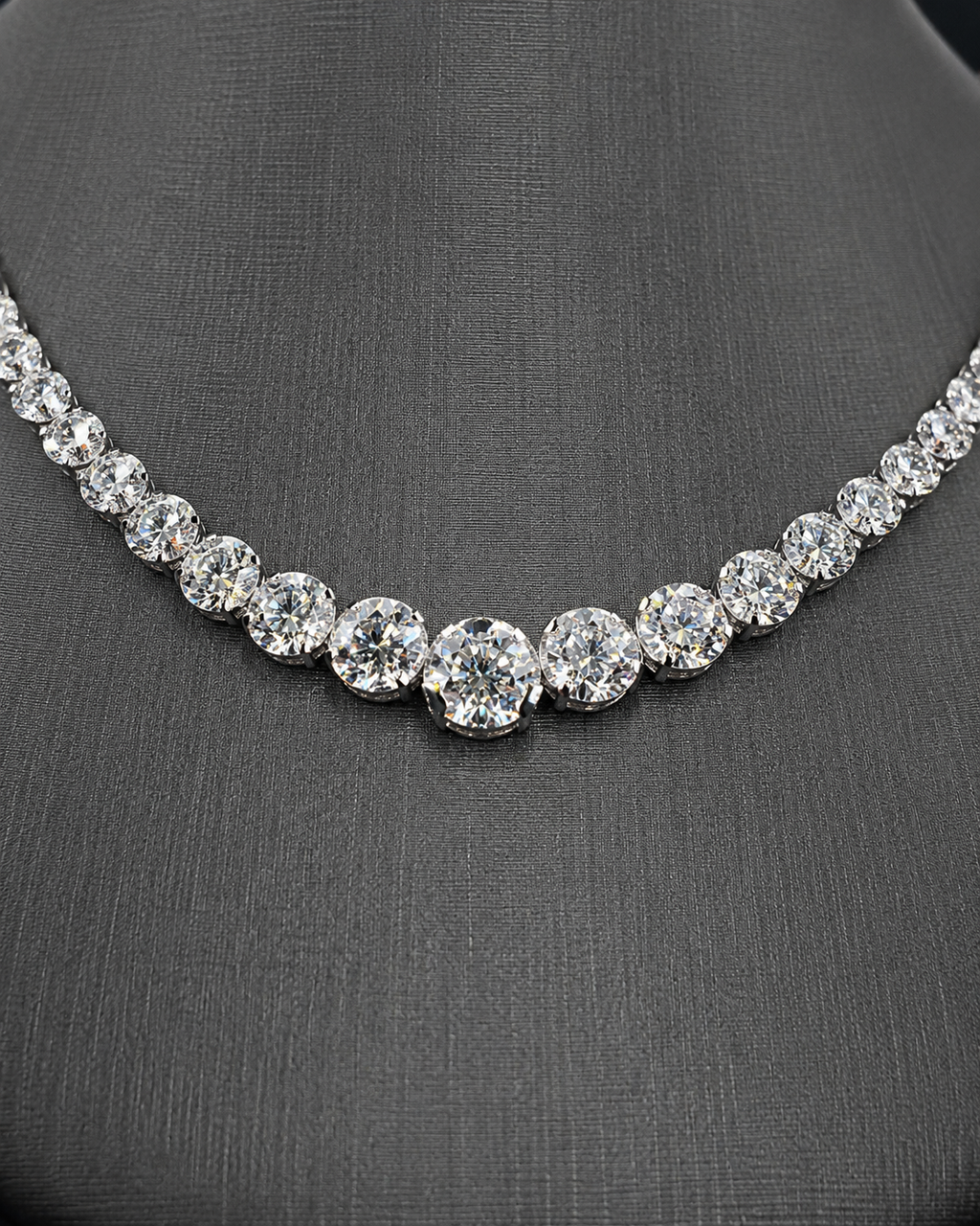 Natural Diamond Bezel Rivera Graduating Necklace 18KT White Gold
