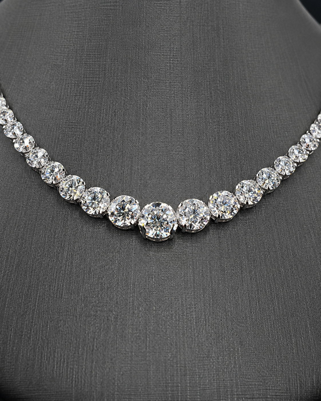 Natural Diamond Bezel Rivera Graduating Necklace 18KT White Gold