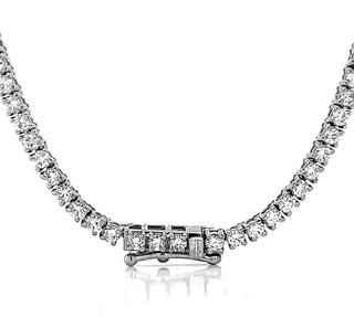 Natural Mined Round Diamond Riviera Tennis Necklace White Gold