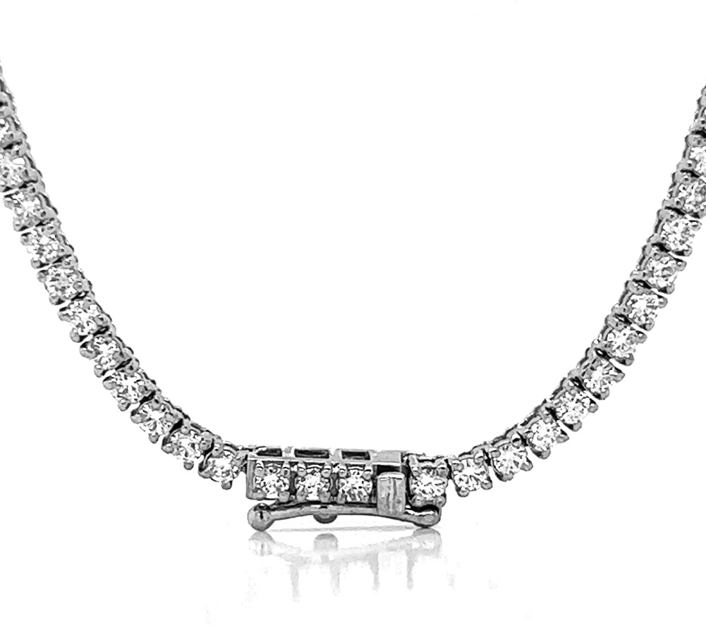 Natural Round Diamond Riviera Tennis Necklace, in White Gold