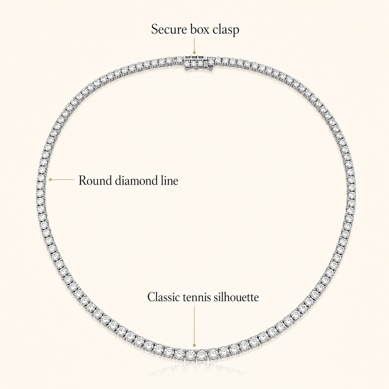 Natural Round Diamond Riviera Tennis Necklace 14KT White Gold