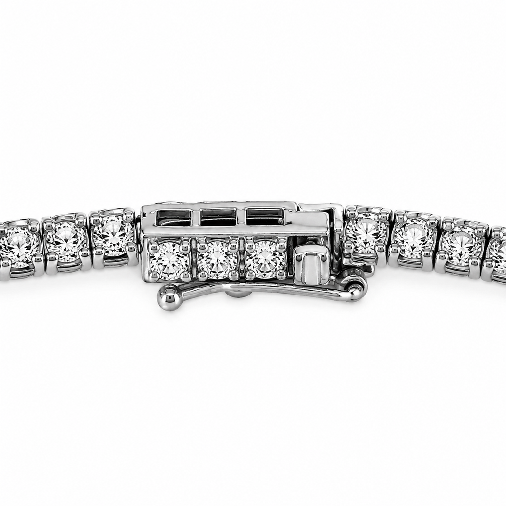 Natural Round Diamond Riviera Tennis Necklace 14KT White Gold