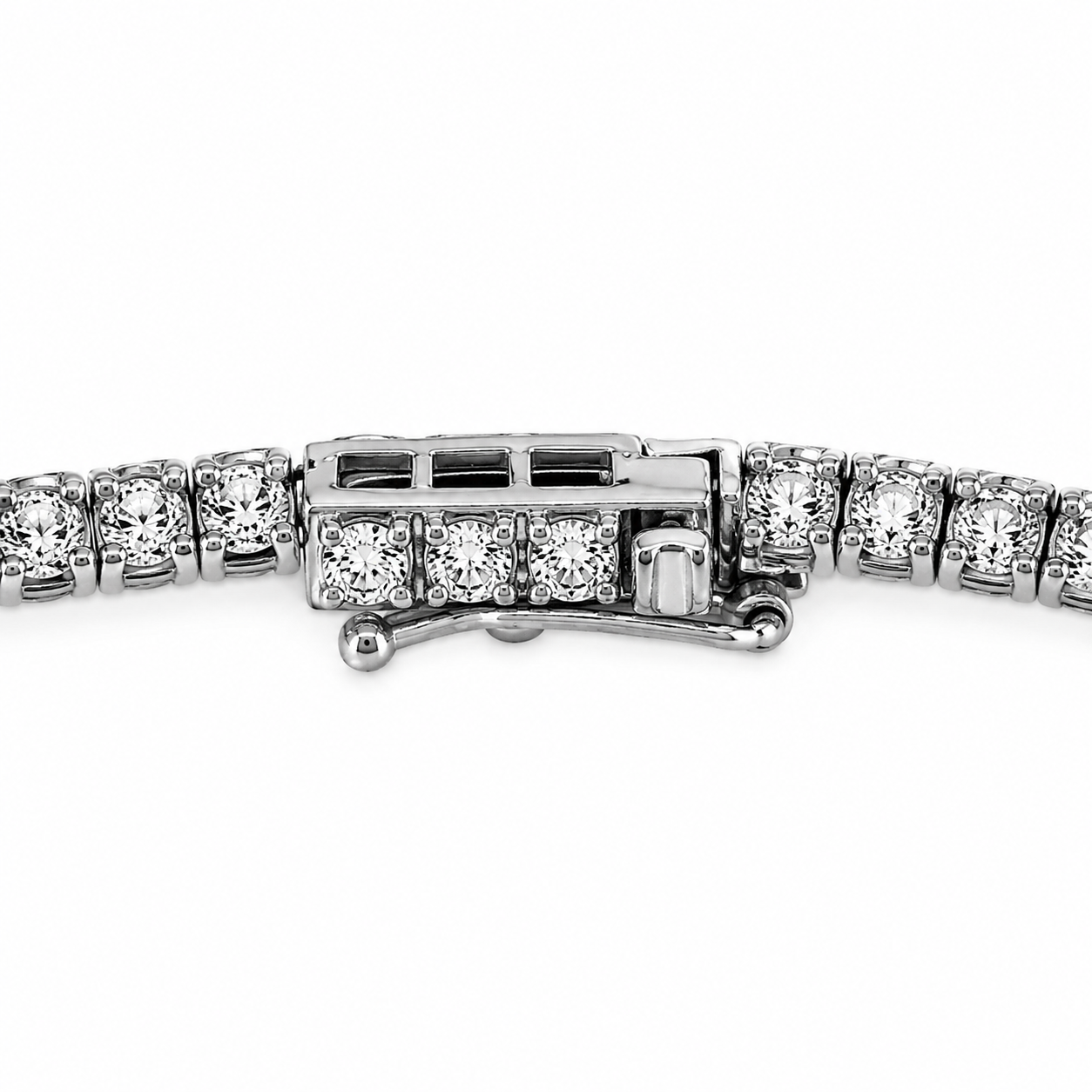 Natural Round Diamond Riviera Tennis Necklace 14KT White Gold
