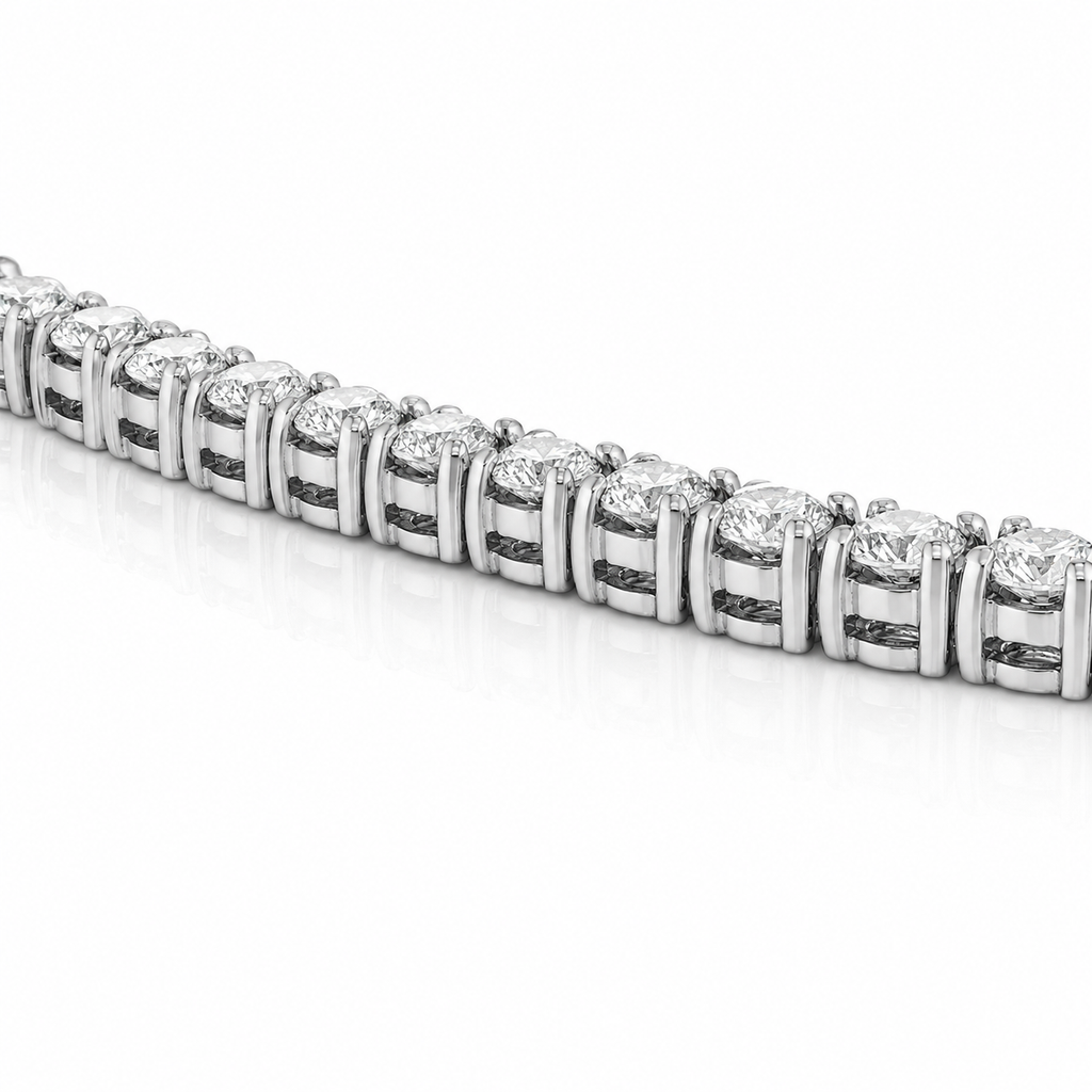 Natural Round Diamond Riviera Tennis Necklace 14KT White Gold