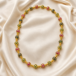 Natural Sapphire and Ruby Art Deco Cocktail Necklace  18KT Yellow Gold