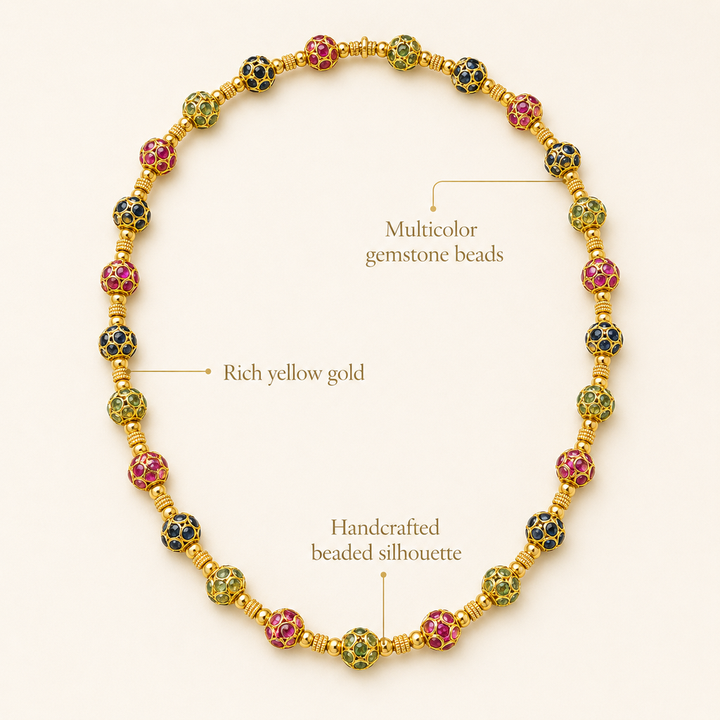 Natural Sapphire and Ruby Art Deco Cocktail Necklace  18KT Yellow Gold