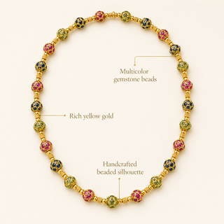 Natural Sapphire and Ruby Art Deco Cocktail Necklace  18KT Yellow Gold