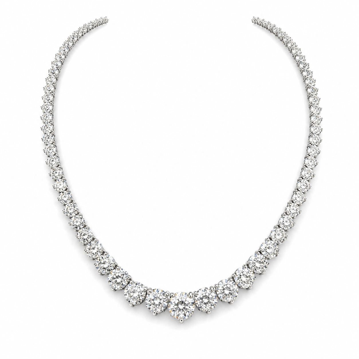 Natural Diamond Rivera Graduating Necklace 14KT White Gold