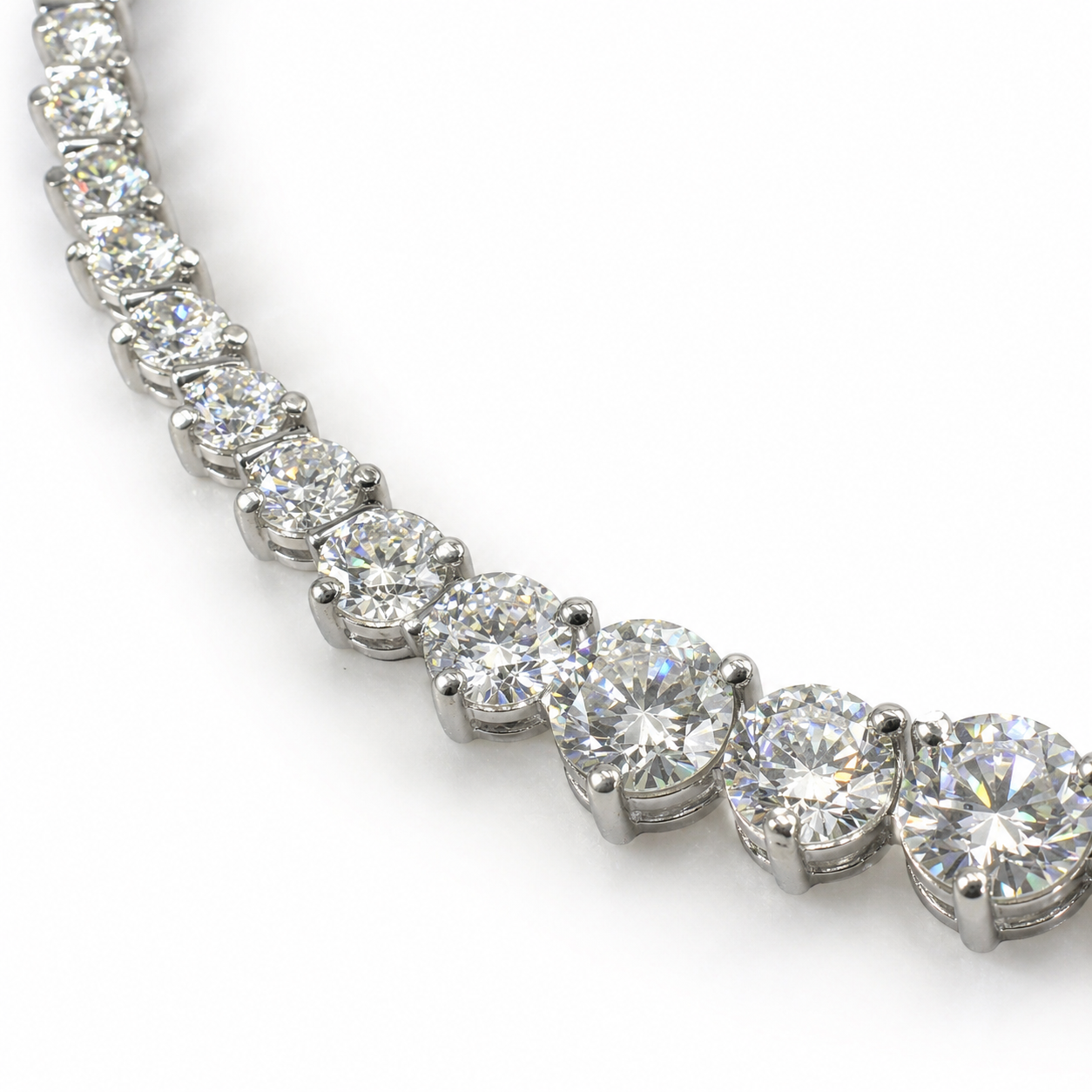 Natural Diamond Rivera Graduating Necklace 14KT White Gold