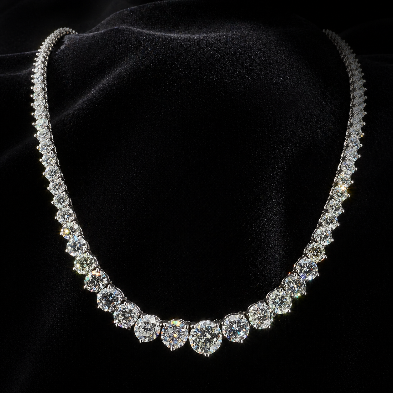 Natural Diamond Rivera Graduating Necklace 14KT White Gold