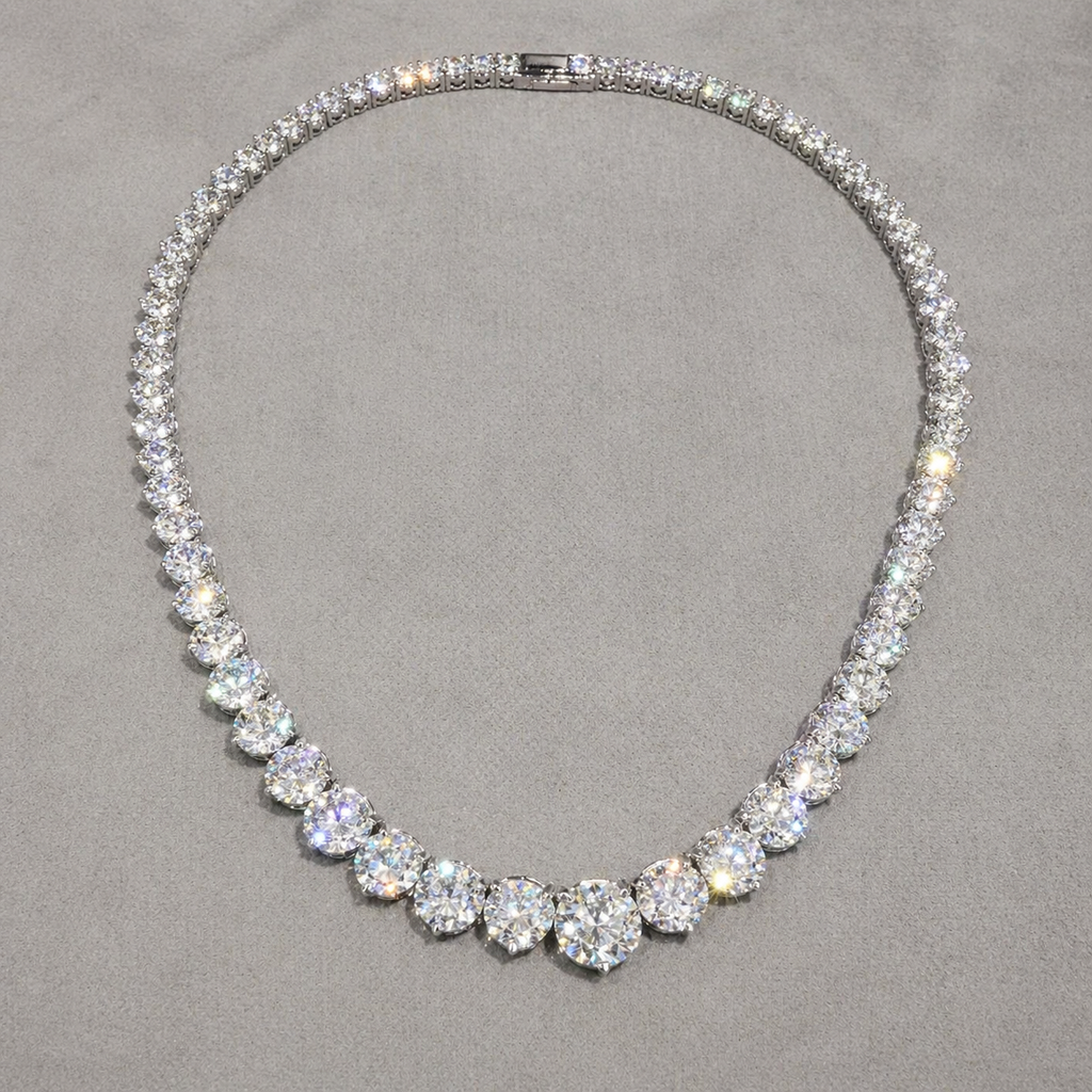 Natural Diamond Rivera Graduating Necklace 14KT White Gold