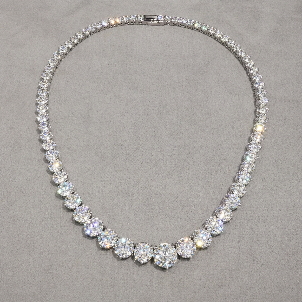 Natural Diamond Rivera Graduating Necklace 14KT White Gold