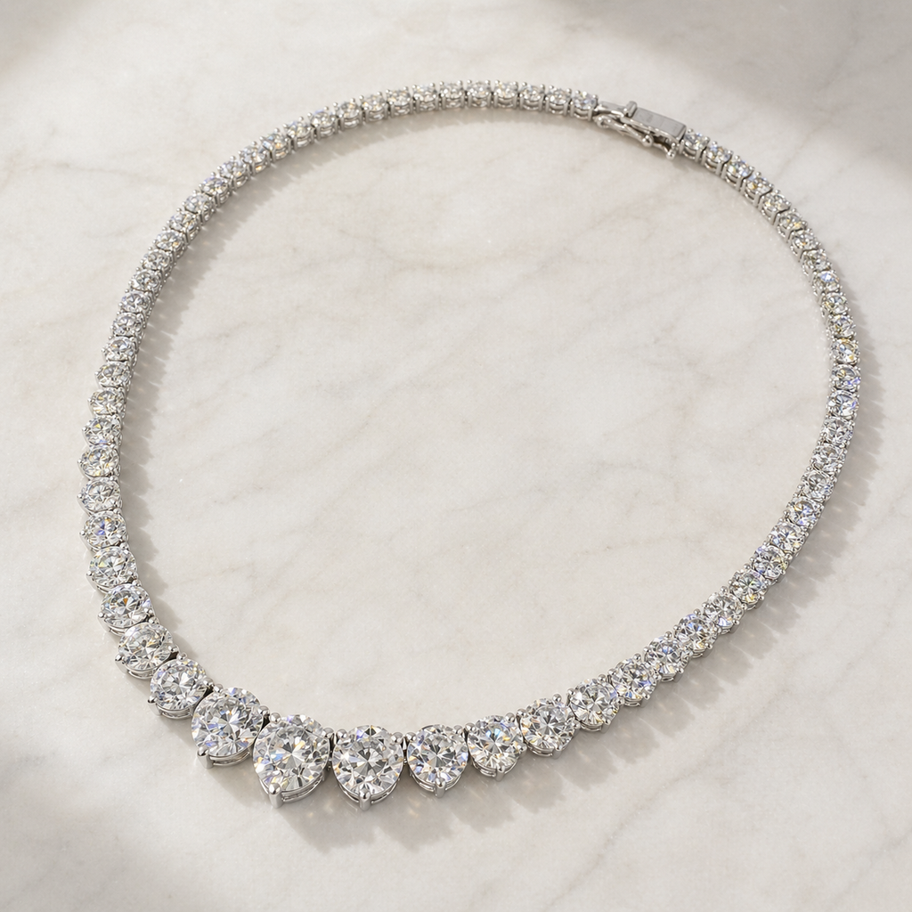 Natural Diamond Rivera Graduating Necklace 14KT White Gold