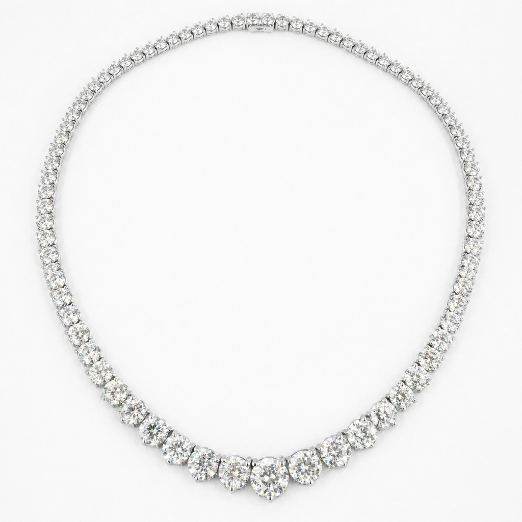 Natural Diamond Rivera Graduating Necklace 14Kt White Gold