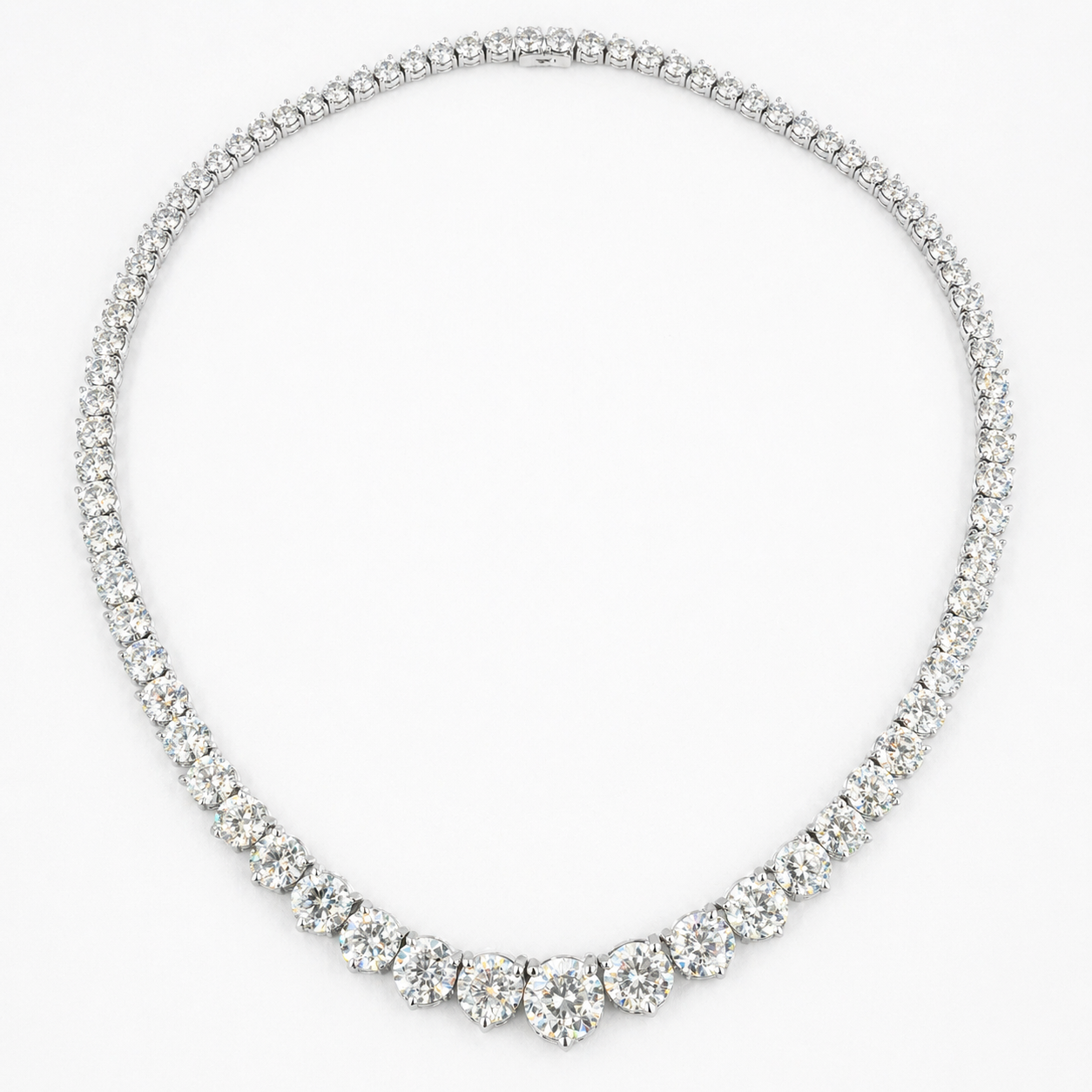 Natural Diamond Rivera Graduating Necklace 14Kt White Gold