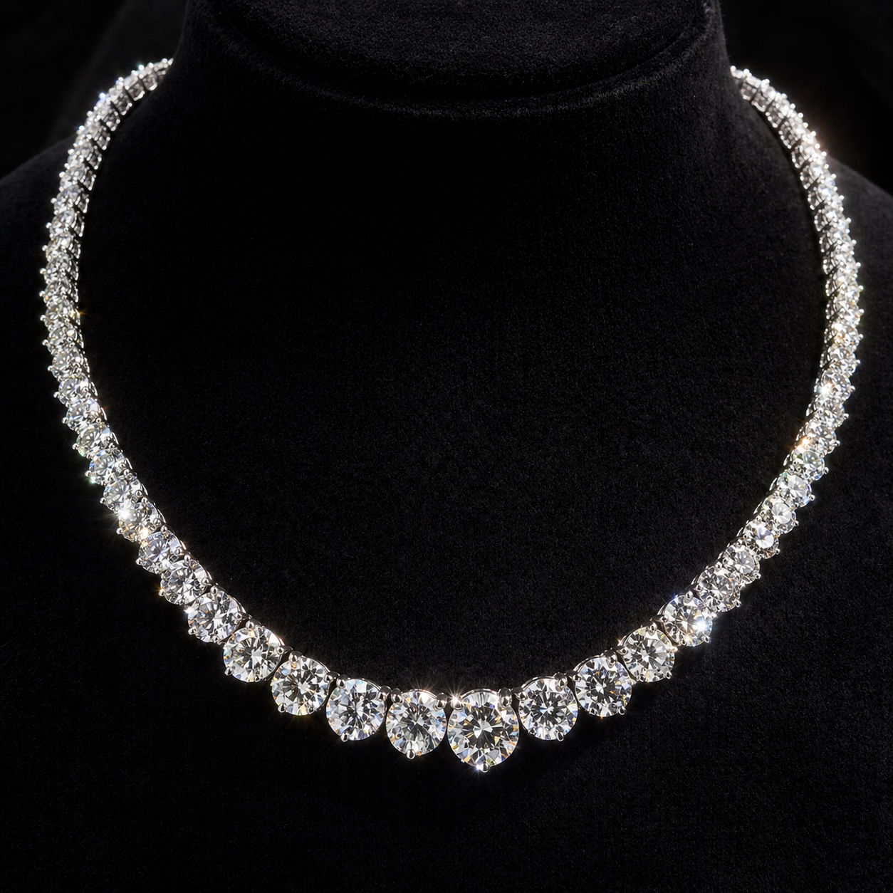 Natural Diamond Rivera Graduating Necklace 14Kt White Gold