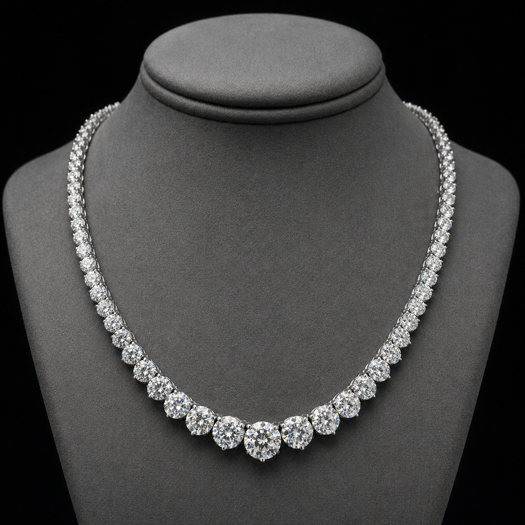 Natural Diamond Rivera Graduating Necklace 14Kt White Gold