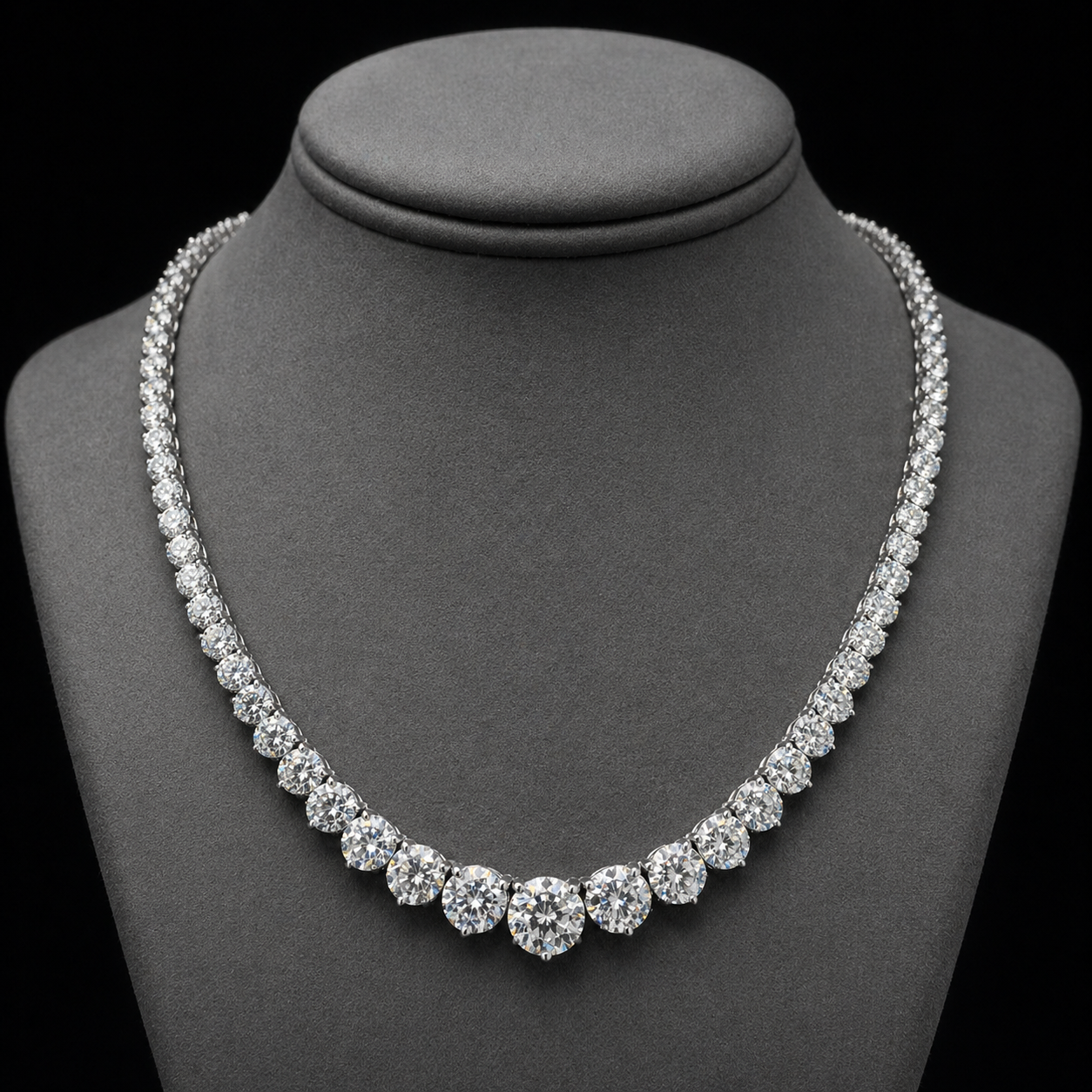 Natural Diamond Rivera Graduating Necklace 14Kt White Gold