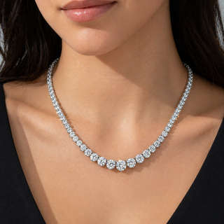 Natural Diamond Rivera Graduating Necklace 14Kt White Gold