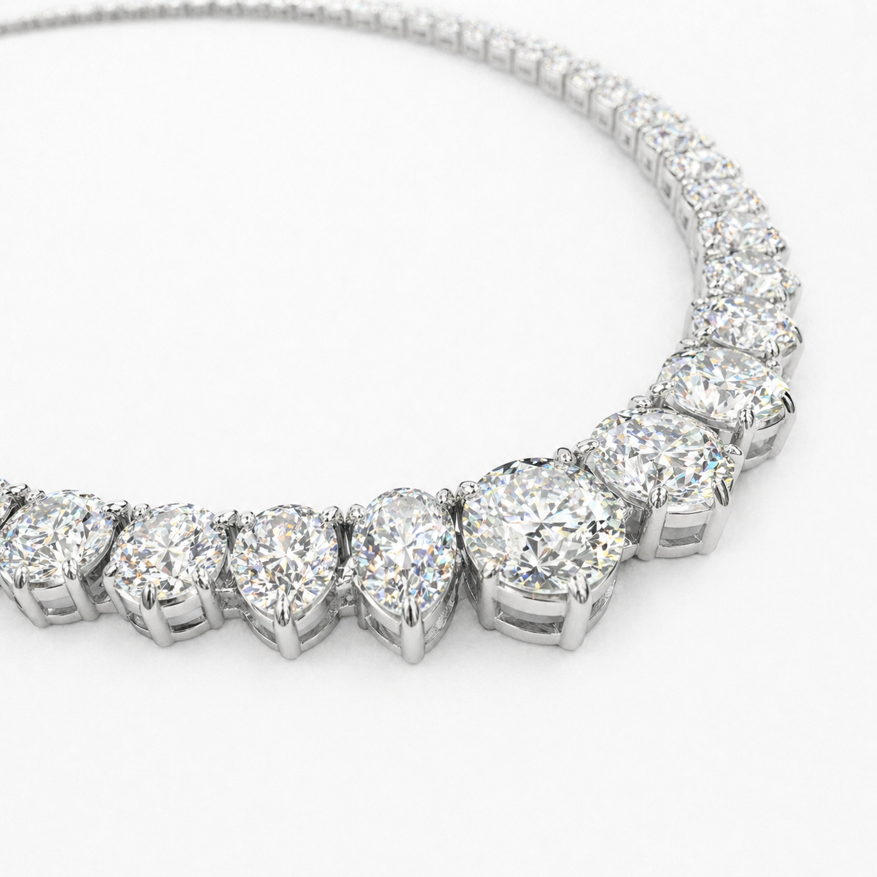 Natural Diamond Rivera Graduating Necklace 14Kt White Gold